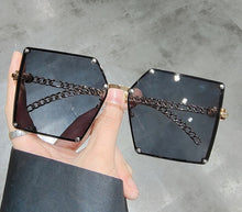 Load image into Gallery viewer, Blue Light Blocking Glasses Oversized Sunglasses Women Vintage Alloy Chain Rivet Square Eyeglasses Frame Men's Glasses
