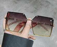Load image into Gallery viewer, Blue Light Blocking Glasses Oversized Sunglasses Women Vintage Alloy Chain Rivet Square Eyeglasses Frame Men's Glasses