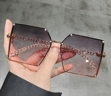 Load image into Gallery viewer, Blue Light Blocking Glasses Oversized Sunglasses Women Vintage Alloy Chain Rivet Square Eyeglasses Frame Men's Glasses