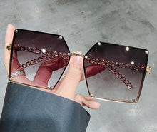 Load image into Gallery viewer, Blue Light Blocking Glasses Oversized Sunglasses Women Vintage Alloy Chain Rivet Square Eyeglasses Frame Men's Glasses
