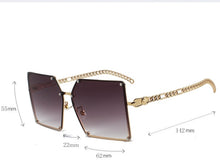 Load image into Gallery viewer, Blue Light Blocking Glasses Oversized Sunglasses Women Vintage Alloy Chain Rivet Square Eyeglasses Frame Men's Glasses