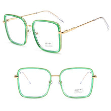 Carica l&#39;immagine nel visualizzatore di Gallery, Blue Light Blocking Glasses Plain Glasses Metal Large Frame Square Radiation Goggles Spectacles Eyeglasses Men Woman