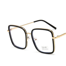 Carica l&#39;immagine nel visualizzatore di Gallery, Blue Light Blocking Glasses Plain Glasses Metal Large Frame Square Radiation Goggles Spectacles Eyeglasses Men Woman