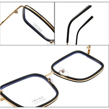 Carica l&#39;immagine nel visualizzatore di Gallery, Blue Light Blocking Glasses Plain Glasses Metal Large Frame Square Radiation Goggles Spectacles Eyeglasses Men Woman