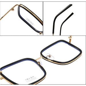 Blue Light Blocking Glasses Plain Glasses Metal Large Frame Square Radiation Goggles Spectacles Eyeglasses Men Woman