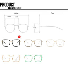 Carica l&#39;immagine nel visualizzatore di Gallery, Blue Light Blocking Glasses Plain Glasses Metal Large Frame Square Radiation Goggles Spectacles Eyeglasses Men Woman
