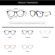 Load image into Gallery viewer, Blue Light Blocking Glasses for Men Women Round TR90 Frame Anti Radiation Glasses Computer Glasses Protect Eyes