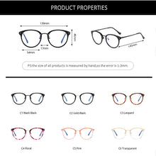 Load image into Gallery viewer, Blue Light Blocking Glasses for Women Round Metal Frame Bluelight Glasses Radiation Ccomputer Gaming Glasses