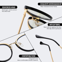 Load image into Gallery viewer, Blue Light Blocking Glasses for Women Round Metal Frame Bluelight Glasses Radiation Ccomputer Gaming Glasses