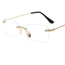 Load image into Gallery viewer, Blue Light Blocking Rimless Rectangle Glasses Gold Clear Lens Glasses Frame Women Men Computer Glasses Small Eyeglasses
