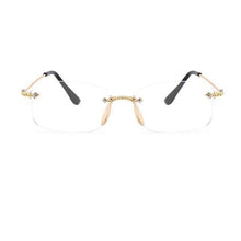 Load image into Gallery viewer, Blue Light Blocking Rimless Rectangle Glasses Gold Clear Lens Glasses Frame Women Men Computer Glasses Small Eyeglasses