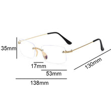 Load image into Gallery viewer, Blue Light Blocking Rimless Rectangle Glasses Gold Clear Lens Glasses Frame Women Men Computer Glasses Small Eyeglasses
