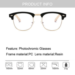 Blue Light Blocking Square Computer Glasses Photochromic Chameleon Sunglasses Anti Blue Ray Outdoor ProtectionSemi Rimless