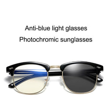 Load image into Gallery viewer, Blue Light Blocking Square Computer Glasses Photochromic Chameleon Sunglasses Anti Blue Ray Outdoor ProtectionSemi Rimless