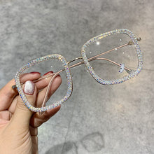 Load image into Gallery viewer, Blue Light Glasses Prescription Eyeglasses  Square Oversized Rhinestone Eyewear Frame for Women Men