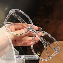 Load image into Gallery viewer, Blue Light Glasses Prescription Eyeglasses  Square Oversized Rhinestone Eyewear Frame for Women Men