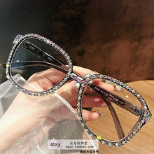 Load image into Gallery viewer, Blue Light Glasses Prescription Eyeglasses  Square Oversized Rhinestone Eyewear Frame for Women Men