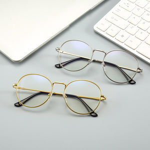Blue Light Glasses Retro Metal Frame Anti Blue Ray Computer Glasses Women Vintage Men Round Glasses Frame Goggle Big Eyewear