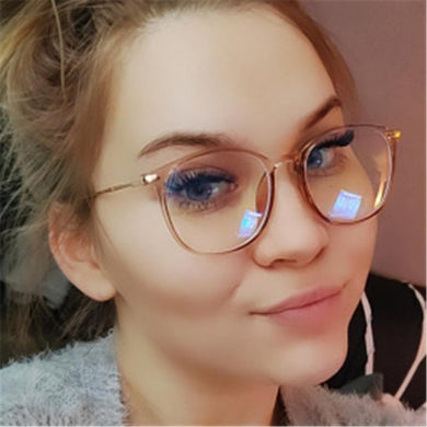 Blue Light Glasses Round Eyeglasses Frame For Woman Blocking Bluelight Glasses Fake Flat Mirror Computer Spectacle Clear glasses