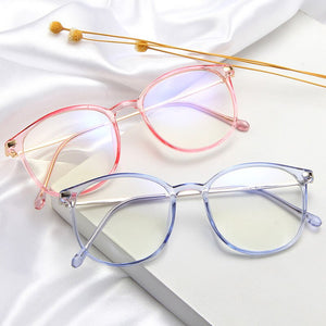 Blue Light Glasses Round Eyeglasses Frame For Woman Blocking Bluelight Glasses Fake Flat Mirror Computer Spectacle Clear glasses