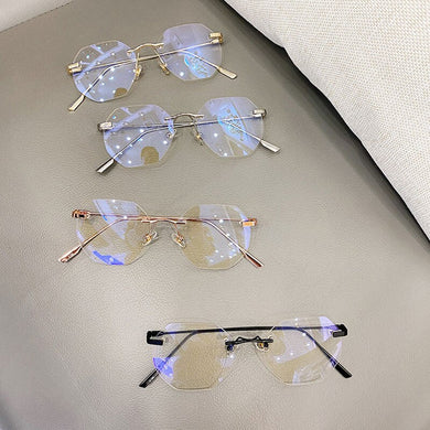 Blue Llight Blocking Rimless Glasses Frame Women Spectacle Myopia Transparent Glasses Men EyeGlasses Optical Frames