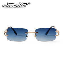 Load image into Gallery viewer, Blue Rimless Rectangle Sunglasses Men 2023 Brand Design Metal Square Sun Glasses for Women Gradient Lens Frameless UV400