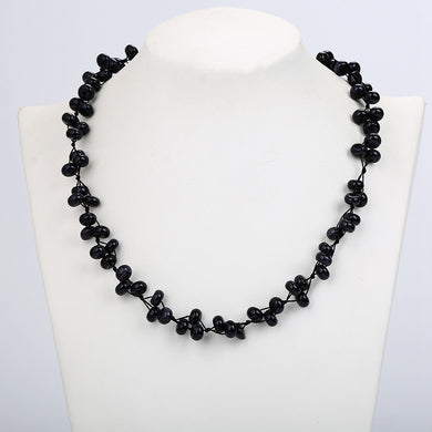 Collana intrecciata in arenaria blu Pietra naturale Cristallo Donna Boutique Gioielli energetici fatti a mano Collana in pelle di unicorno Catena lunga 