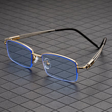 Load image into Gallery viewer, Blue Stone Sunglasses Male Natural Crystal Glass Sun Glasses For Men Woman Metal Half Frame   Anti Scratch