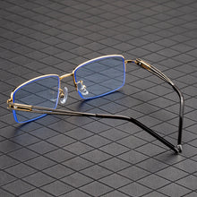 Load image into Gallery viewer, Blue Stone Sunglasses Male Natural Crystal Glass Sun Glasses For Men Woman Metal Half Frame   Anti Scratch