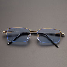 Load image into Gallery viewer, Blue Stone Sunglasses Male Natural Crystal Glass Sun Glasses For Men Woman Metal Half Frame   Anti Scratch