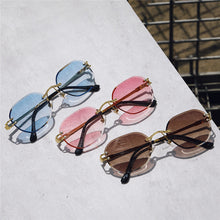 Load image into Gallery viewer, Blue Sunglasses Frameless Rimless Men 2023  Square Metal Sun Glasses Women Mirror Sea Summer Style