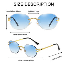 Load image into Gallery viewer, Blue Sunglasses Frameless Rimless Men 2023  Square Metal Sun Glasses Women Mirror Sea Summer Style