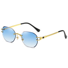 Load image into Gallery viewer, Blue Sunglasses Frameless Rimless Men 2023  Square Metal Sun Glasses Women Mirror Sea Summer Style