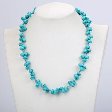 Blue Turquoise Crystal Necklace Natural Stone Beads Popular What Ladies Handmade Women Boutique Choker Beads Cat Necklace Women