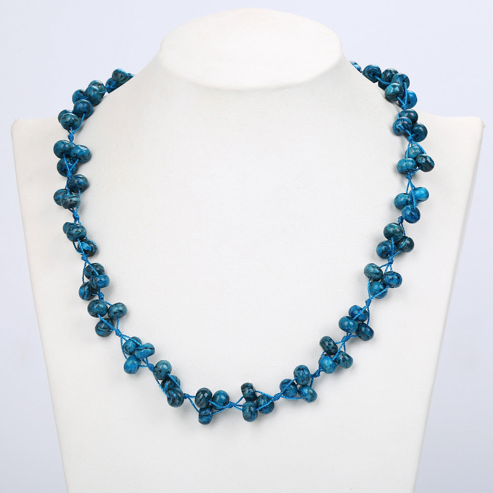 Collana turchese blu pietra naturale cristallo catena di perle da donna elegante tessuto da donna gioielli collana da viaggio sciarpe bussola carina 