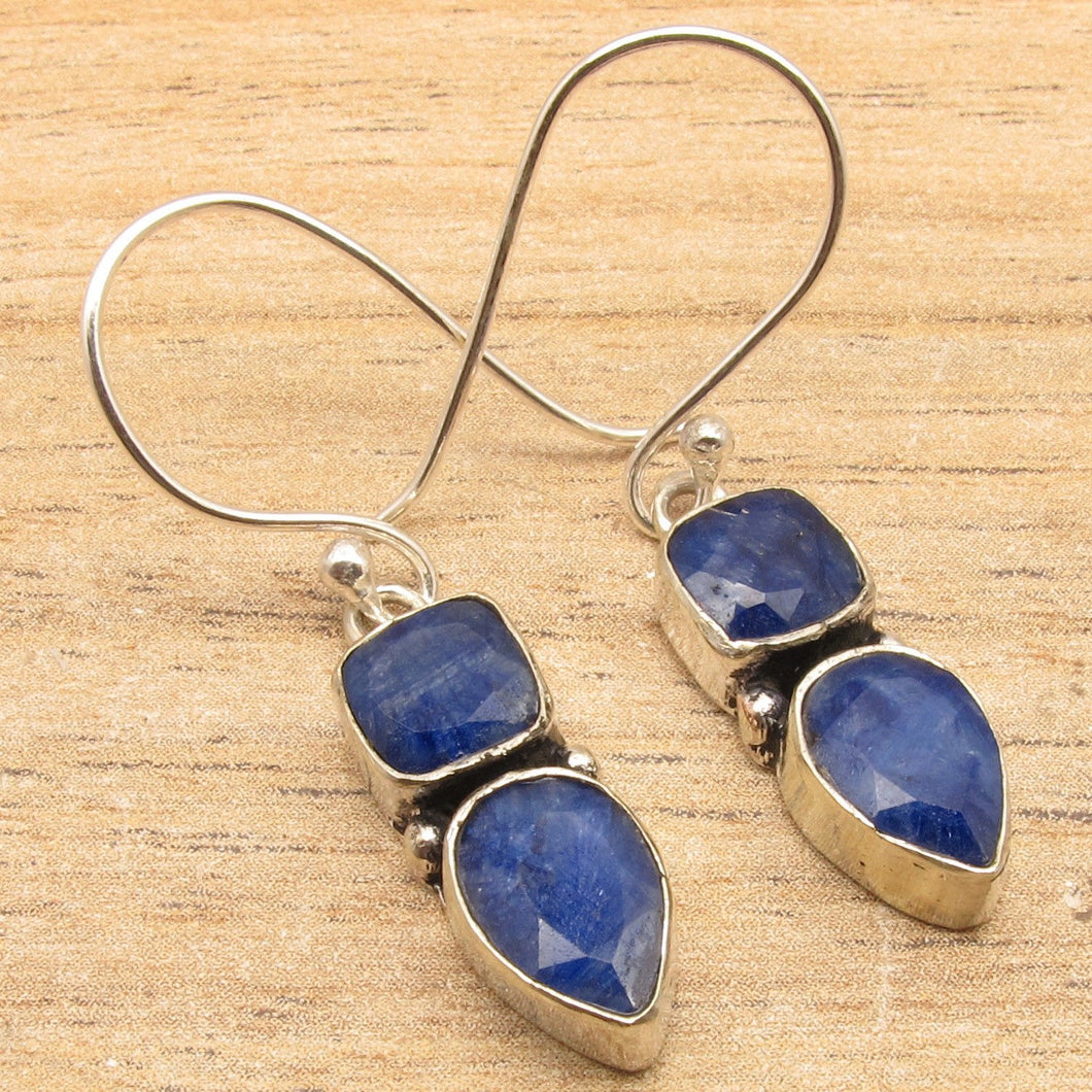 Blue sappfire Earrings ! Silver Plated Over Solid Copper Jewelry