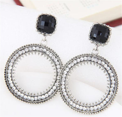 Bohemia Big Circle Crystal Stud Earrings for Women Jewelry Boho Earring Female Earings Oorbellen Brincos Femme Gift for Girls
