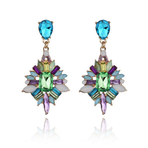 Bohemia Ethnic Fashion Hyperbole colorful Crystal water drop temperament Stud Earring Women