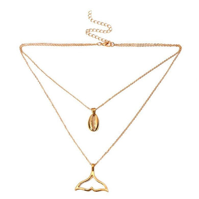 Bohemia Multilayer Chain Choker Necklaces & Pendants for Women Punk Fish Tail Shell Necklace Fashion Collar Jewelry