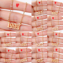 Carica l&#39;immagine nel visualizzatore di Gallery, Bohemian English Number Letter Necklace Stainless Steel Chain Necklace for Women Birthday Gift Female Birth Year Necklaces