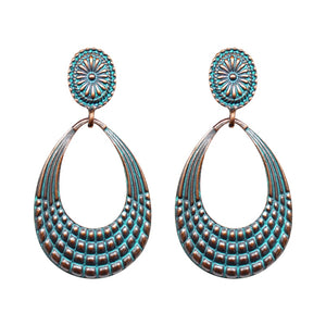 Bohemian Ethnic Hollow Water Dripping Pendant Decorative Pattern Earrings Retro Fashion For Women Jewelry