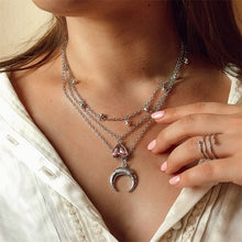 Carica l&#39;immagine nel visualizzatore di Gallery, Fashion Moon Circle Map Pendant Necklace for Women Jewelry Earth Choker Multilayer Bijoux Collares Mujer Collier Femme