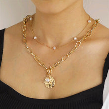 Carica l&#39;immagine nel visualizzatore di Gallery, Fashion Moon Circle Map Pendant Necklace for Women Jewelry Earth Choker Multilayer Bijoux Collares Mujer Collier Femme