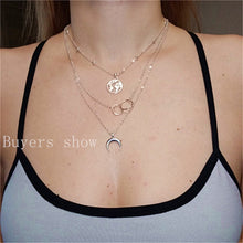 Carica l&#39;immagine nel visualizzatore di Gallery, Fashion Moon Circle Map Pendant Necklace for Women Jewelry Earth Choker Multilayer Bijoux Collares Mujer Collier Femme