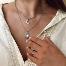 Carica l&#39;immagine nel visualizzatore di Gallery, Fashion Moon Circle Map Pendant Necklace for Women Jewelry Earth Choker Multilayer Bijoux Collares Mujer Collier Femme