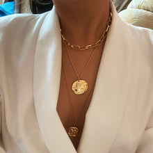 Carica l&#39;immagine nel visualizzatore di Gallery, Fashion Moon Circle Map Pendant Necklace for Women Jewelry Earth Choker Multilayer Bijoux Collares Mujer Collier Femme