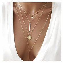 Carica l&#39;immagine nel visualizzatore di Gallery, Fashion Moon Circle Map Pendant Necklace for Women Jewelry Earth Choker Multilayer Bijoux Collares Mujer Collier Femme