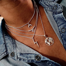 Carica l&#39;immagine nel visualizzatore di Gallery, Fashion Moon Circle Map Pendant Necklace for Women Jewelry Earth Choker Multilayer Bijoux Collares Mujer Collier Femme