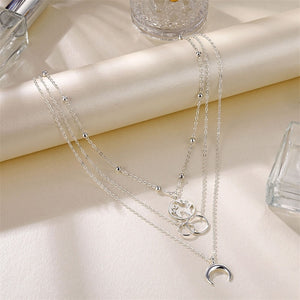Fashion Moon Circle Map Pendant Necklace for Women Jewelry Earth Choker Multilayer Bijoux Collares Mujer Collier Femme