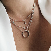 Carica l&#39;immagine nel visualizzatore di Gallery, Fashion Moon Circle Map Pendant Necklace for Women Jewelry Earth Choker Multilayer Bijoux Collares Mujer Collier Femme
